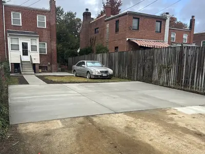 Concrete driveway and walkway